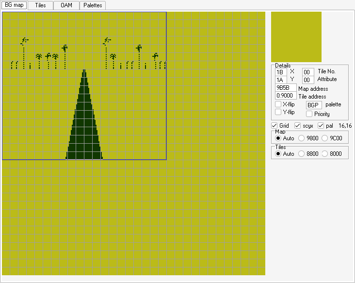 A screenshot of BGB’s tilemap viewer.